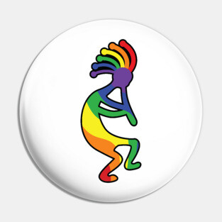 Fun, Whimsical Rainbow Pride Kokopelli Legend Pin