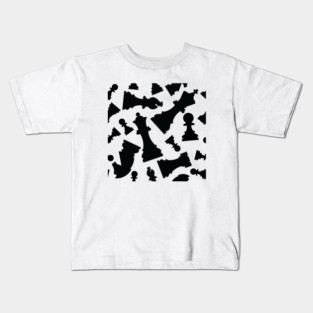 Chess Pieces Pattern (Black) Kids T-Shirt