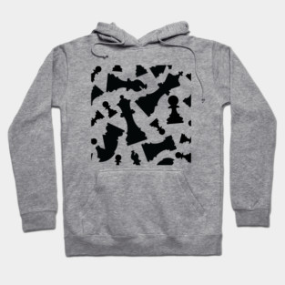 Chess Pieces Pattern (Black) Hoodie