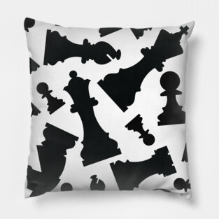 Chess Pieces Pattern (Black) Pillow