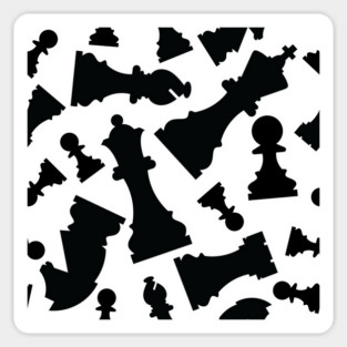 Chess Pieces Pattern (Black) Sticker