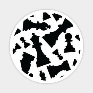 Chess Pieces Pattern (Black) Magnet