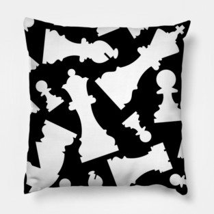 Chess Pieces Pattern (White) Pillow