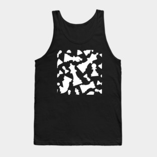 Chess Pieces Pattern (White) Tank Top