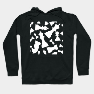 Chess Pieces Pattern (White) Hoodie