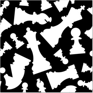Chess Pieces Pattern (White) Posters and Art
