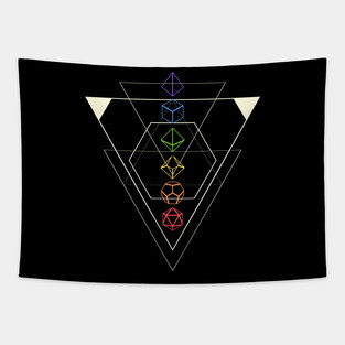 Minimalist Polyhedral Dice Set Slaying Dragons in Dungeons Tapestry