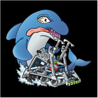 Robot Dolphins HotRod - Hermit Posters and Art