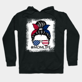 Mom Life Bleached Mom Life Messy Bun Hoodie