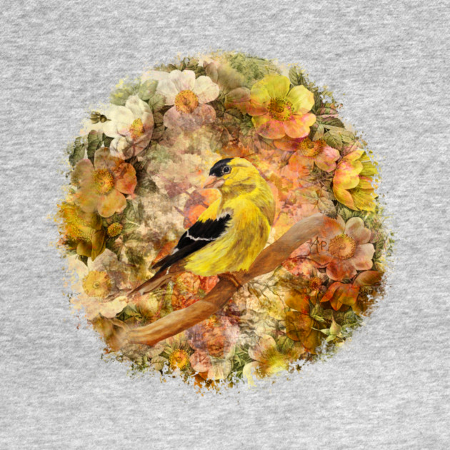 Goldfinch And Flowers by ampomata