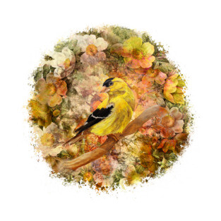 Goldfinch And Flowers T-Shirt