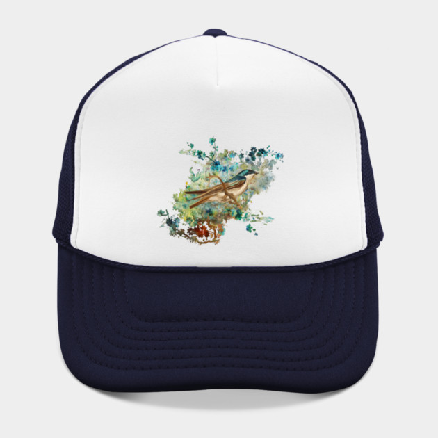 Blue bird And Flowers by ampomata