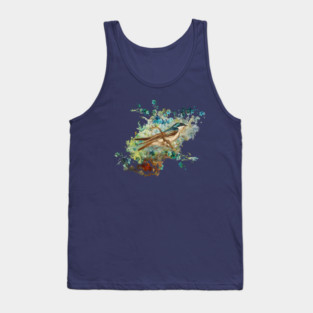 Blue bird And Flowers Tank Top