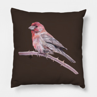 House Finch Watercolor Pillow