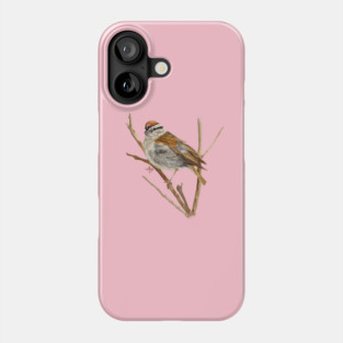 Perched Chipping Sparrow Phone Case