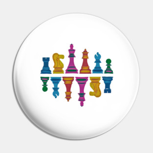 Colorful Chess Pieces Pin