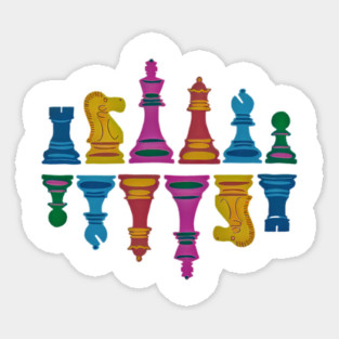 Colorful Chess Pieces Sticker