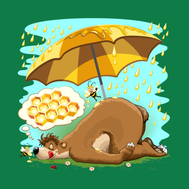 Bear Honey Sweet Dreams and Cute Bees by BluedarkArt