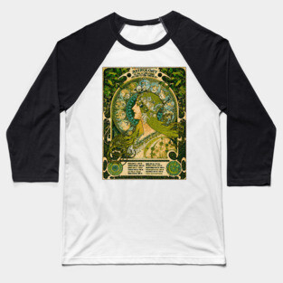 Emerald Green Astrology Poster | Alphonse Mucha Baseball T-Shirt