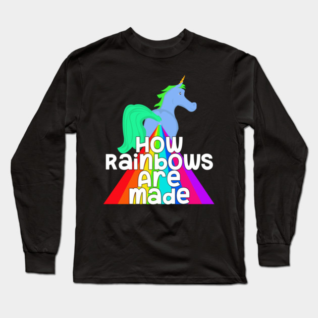 How Rainbows Are Made Unicorn Butt Long Sleeve T-Shirt by belownormal