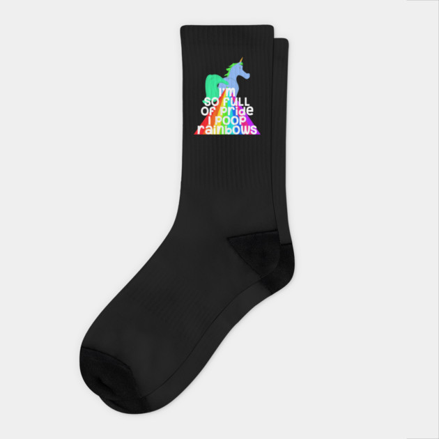 So Full Of Pride I Poop Rainbows Socks by belownormal
