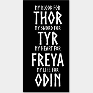 Viking Gods Thor, Tyr, Freya, Odin - Norse Mythology Posters and Art