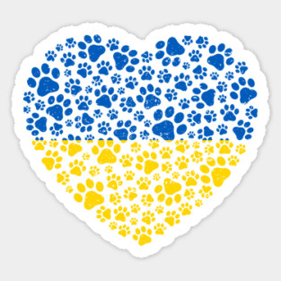 Ukraine Pet Awareness Support Ukrainian Flag Heart Love Dog Puppy Pug Animals Sticker