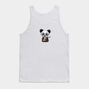 Baby Panda Playing Dominican Flag Guitar Tank Top