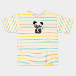 Baby Panda Playing Mexican Flag Guitar Kids T-Shirt