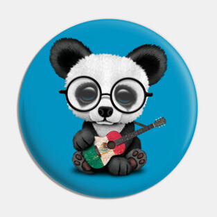 Baby Panda Playing Mexican Flag Guitar Pin