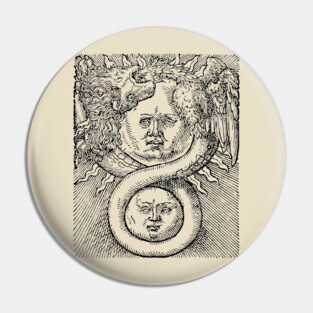 Alchemy - Alze Philosopher Stone Medieval Woodcut Pin