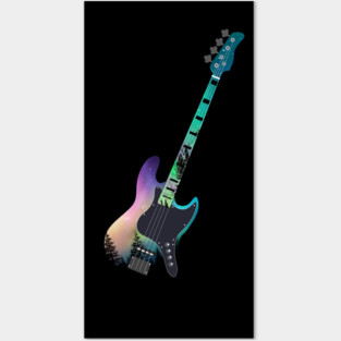 Northern Lights Bass Guitar Posters and Art