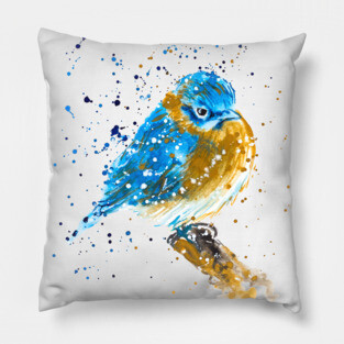 Blue Bird Sitting Pillow