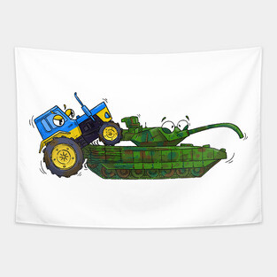 Ukrainian Tractor on Russian Tank Tapestry