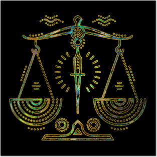 Libra Zodiac Gold Abalone Posters and Art