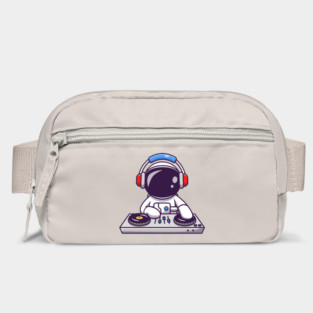 Cute Astronaut Playing DJ Electronic Music With Headphone Bag