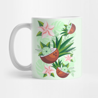Lime in Coconut with Pink Plumeria Flowers Tropical Summer Pattern Mug