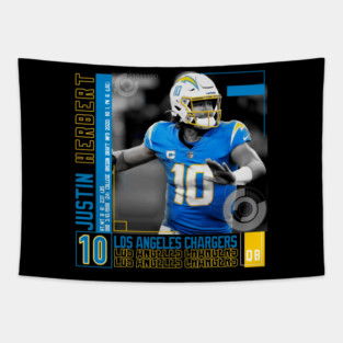 Justin Herbert Football Edit Tapestries Chargers Tapestry