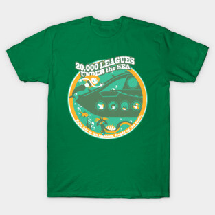 20,000 Leagues Under the Sea (green, yellow, aqua) T-Shirt