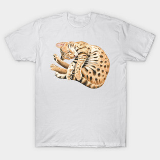 Bengal Kitten Napping Watercolor Art T-Shirt
