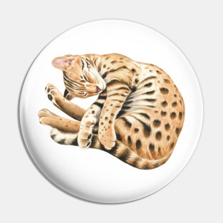 Bengal Kitten Napping Watercolor Art Pin