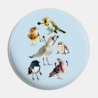 Birds with Arms Pin