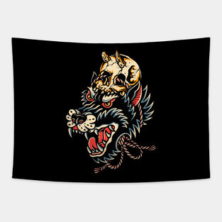 Wolf skull Tapestry