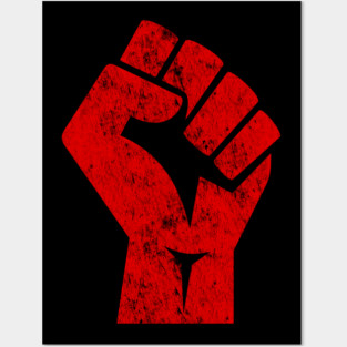 Big Red Raised Fist Salute of Unity Solidarity Resistance Posters and Art