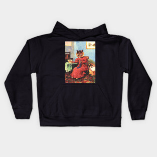 Sewing Cat by Louis Wain Kids Hoodie