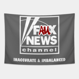 Faux News Channel White Logo Tapestry