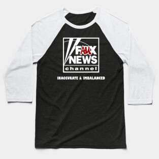 Faux News Channel White Logo Baseball T-Shirt