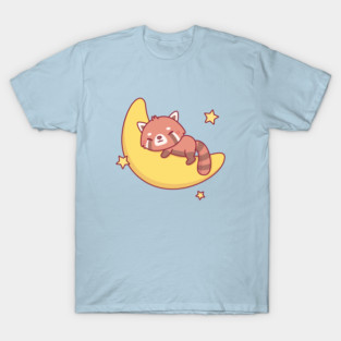 Cute Red Panda Sleeping On The Moon T-Shirt