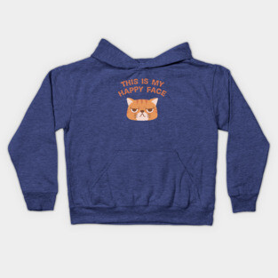 Funny Grumpy This Is My Happy Face Cat Kids Hoodie