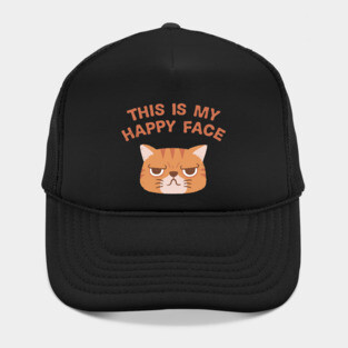 Funny Grumpy This Is My Happy Face Cat Hat